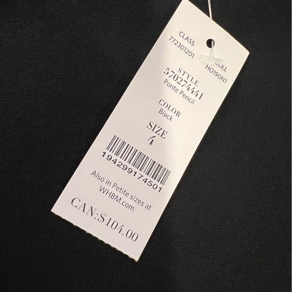 White House Black Market Black Ponte Faux leather Pencil Skirt size 4 - Picture 12 of 14